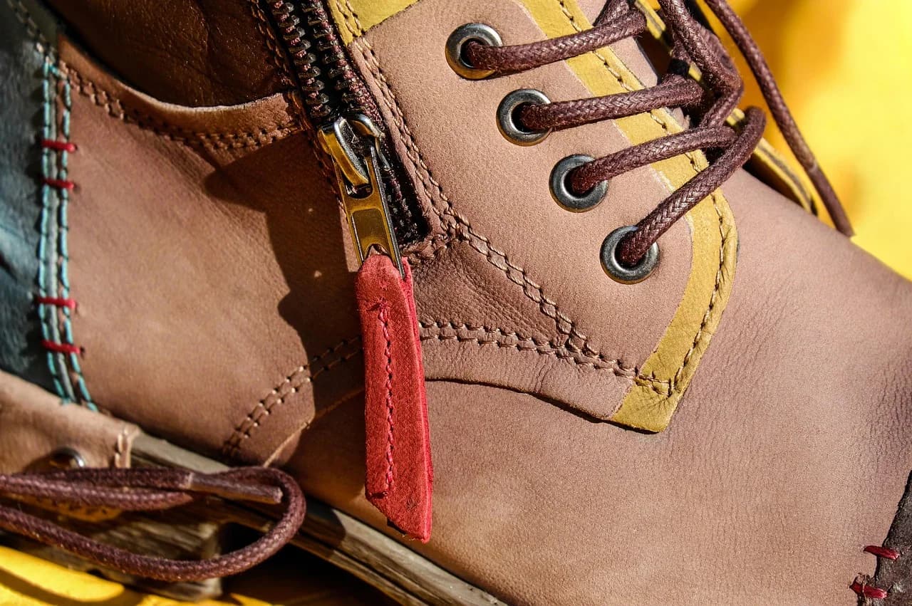 Leather footwear material and construction detail